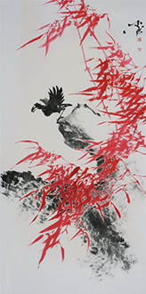 Chinese Bamboo Painting,136cm x 68cm,azg21182004-x