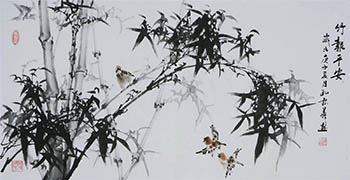 Chinese Bamboo Painting,51cm x 97cm,kqy21183003-x