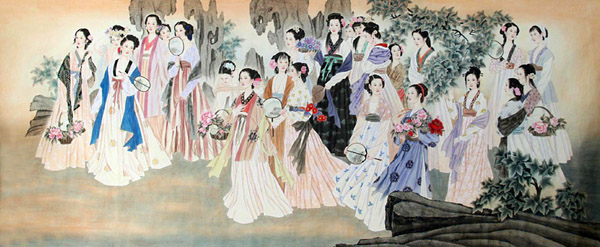 Beautiful Ladies,140cm x 360cm(55〃 x 142〃),3506029-z