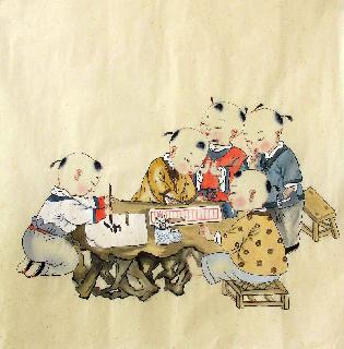 Chinese Boyes Painting,68cm x 68cm,3324004-x