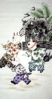 Chinese Boyes Painting,50cm x 100cm,3492006-x