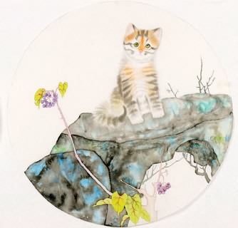 Chinese Cat Painting,45cm x 45cm,4481017-x