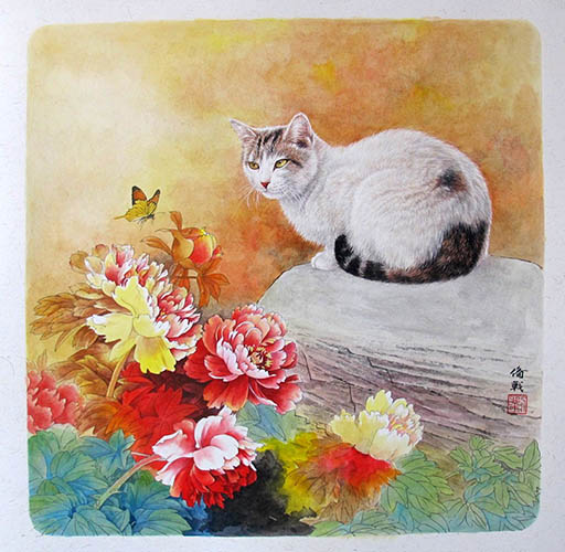 Cat,50cm x 50cm(19〃 x 19〃),lbz41082008-z