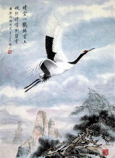 Chinese Crane Painting,50cm x 70cm,4700013-x