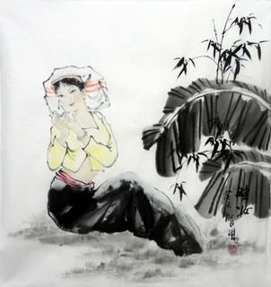 Chinese Ethnic Minority Painting,50cm x 50cm,3813001-x