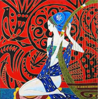 Chinese Ethnic Minority Painting,50cm x 50cm,3815002-x