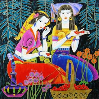 Chinese Ethnic Minority Painting,50cm x 50cm,3815005-x