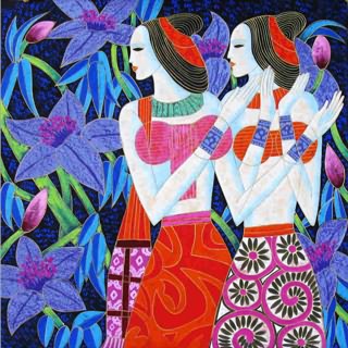 Chinese Ethnic Minority Painting,69cm x 69cm,3815030-x