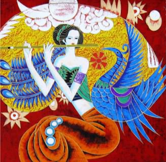 Chinese Ethnic Minority Painting,50cm x 50cm,3815043-x