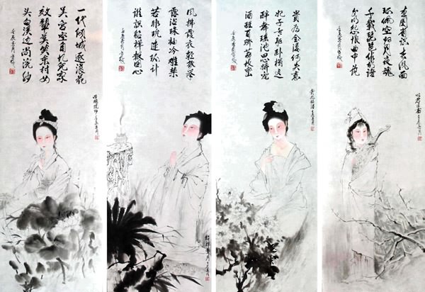 Famous Four Beauties,34cm x 96cm(13〃 x 38〃),3714001-z