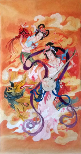 Flying Apsaras,66cm x 136cm(26〃 x 53〃),3807009-z