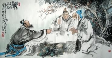 Chinese Gao Shi Play Chess Tea Song Painting,69cm x 138cm,3447020-x