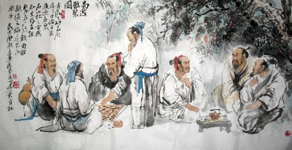 Gao Shi Play Chess Tea Song,69cm x 138cm(27〃 x 54〃),3447120-z