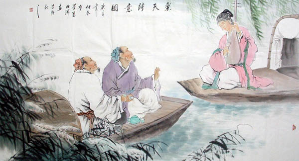 Gao Shi Play Chess Tea Song,97cm x 180cm(38〃 x 70〃),3805007-z