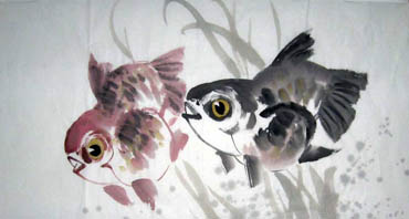 Chinese Goldfish Painting,55cm x 100cm,2805003-x