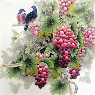 Chinese Grape Painting,66cm x 66cm,2387013-x