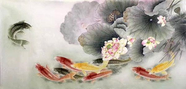 Koi Fish,68cm x 136cm(27〃 x 54〃),2011068-z