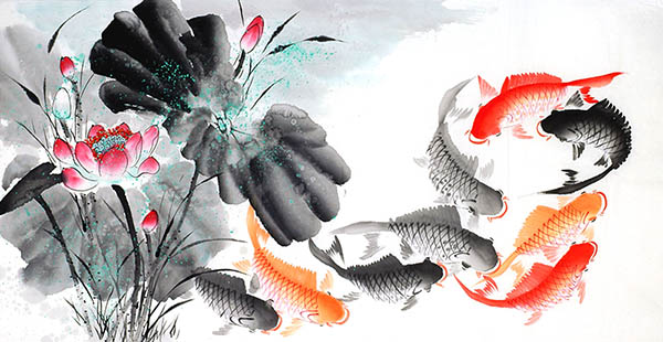 Koi Fish,68cm x 136cm(27〃 x 54〃),xzx21112005-z