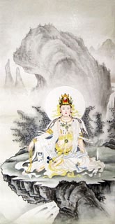 Chinese Kuan Yin Painting,66cm x 136cm,3082021-x