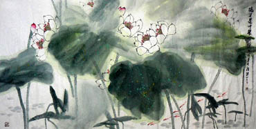 Chinese Lotus Painting,69cm x 138cm,2325024-x