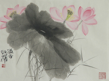 Chinese Lotus Painting,34cm x 46cm,2388010-x