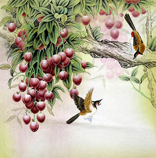 Chinese Lychee Painting,66cm x 66cm,nx21170027-x