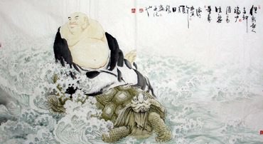 Chinese Maitreya Painting,97cm x 180cm,3754001-x