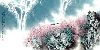 Chinese Mountain and Water Painting,68cm x 136cm,1095077-x