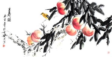 Chinese Peach Painting,66cm x 136cm,2336129-x