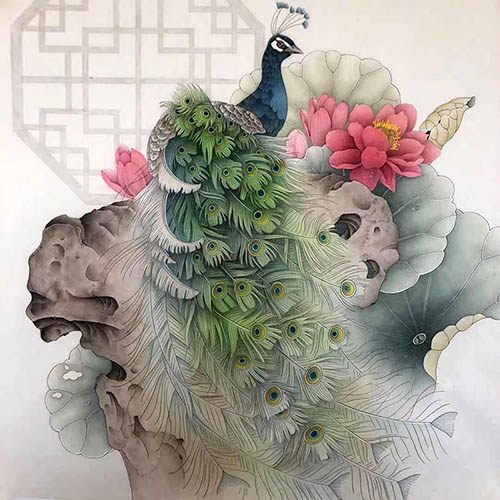 Peacock Peahen,68cm x 68cm(27〃 x 27〃),2387097-z