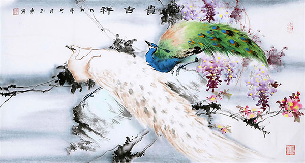 Peacock Peahen,50cm x 95cm(19〃 x 37〃),cyd21123012-z