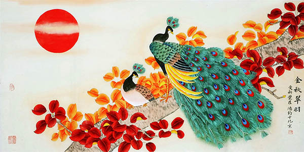 Peacock Peahen,66cm x 130cm(26〃 x 51〃),cyd21123014-z