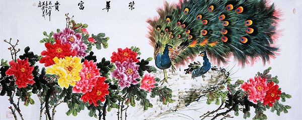 Peacock Peahen,96cm x 236cm(38〃 x 93〃),cyd21123015-z