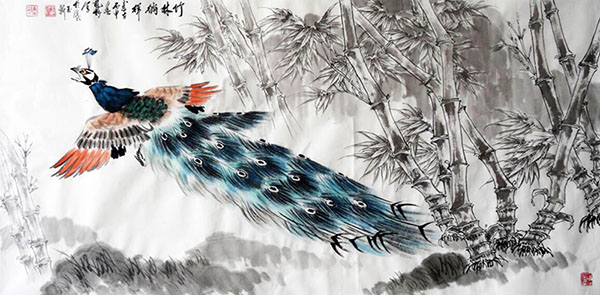 Peacock Peahen,136cm x 68cm(54〃 x 27〃),hfg21144010-z