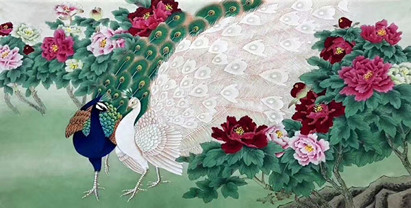 Peacock Peahen,68cm x 136cm(27〃 x 54〃),lzx21188006-z