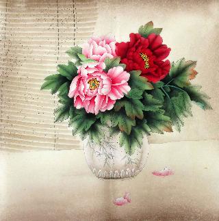 Chinese Peony Painting,66cm x 66cm,2324019-x