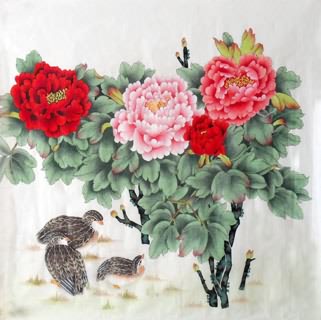 Chinese Peony Painting,66cm x 66cm,2336018-x