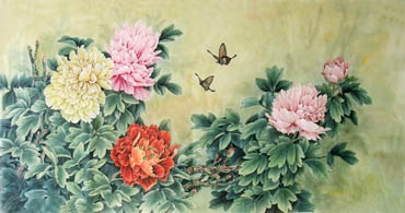 Chinese Peony Painting,66cm x 136cm,2352012-x