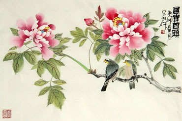 Chinese Peony Painting,69cm x 46cm,2388043-x