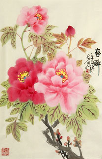 Chinese Peony Painting,69cm x 46cm,2388074-x