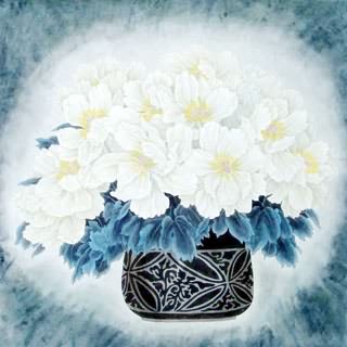 Chinese Peony Painting,66cm x 66cm,2389017-x