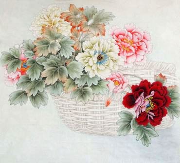 Chinese Peony Painting,69cm x 69cm,2393001-x