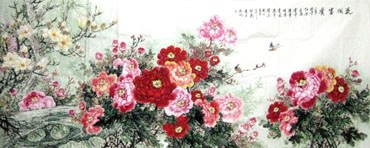 Chinese Peony Painting,140cm x 360cm,2482020-x