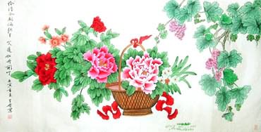 Chinese Peony Painting,66cm x 136cm,2617005-x