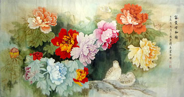 Chinese Peony Painting,97cm x 180cm,2695037-x