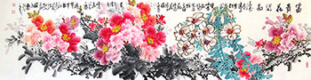 Chinese Peony Painting,60cm x 240cm,jgk21074002-x