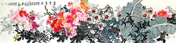 Chinese Peony Painting,60cm x 240cm,jgk21074004-x