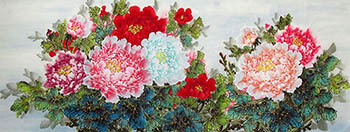 Chinese Peony Painting,70cm x 180cm,lyj21072004-x