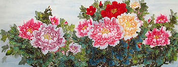 Chinese Peony Painting,70cm x 180cm,lyj21072009-x