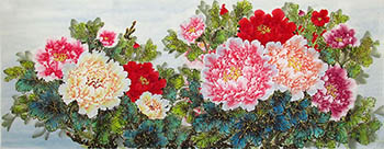 Chinese Peony Painting,70cm x 180cm,lyj21072010-x